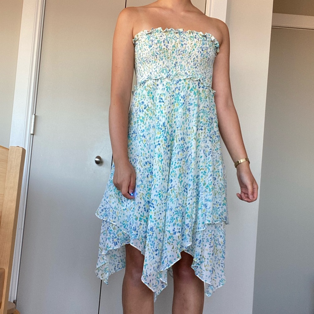 NWT vintage BCBG floral strapless dress XS